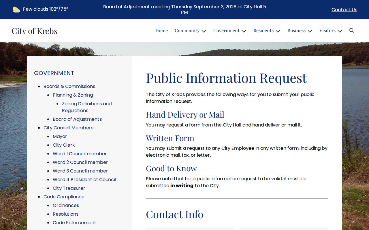 Pittsburg County Krebs police public records request instructions