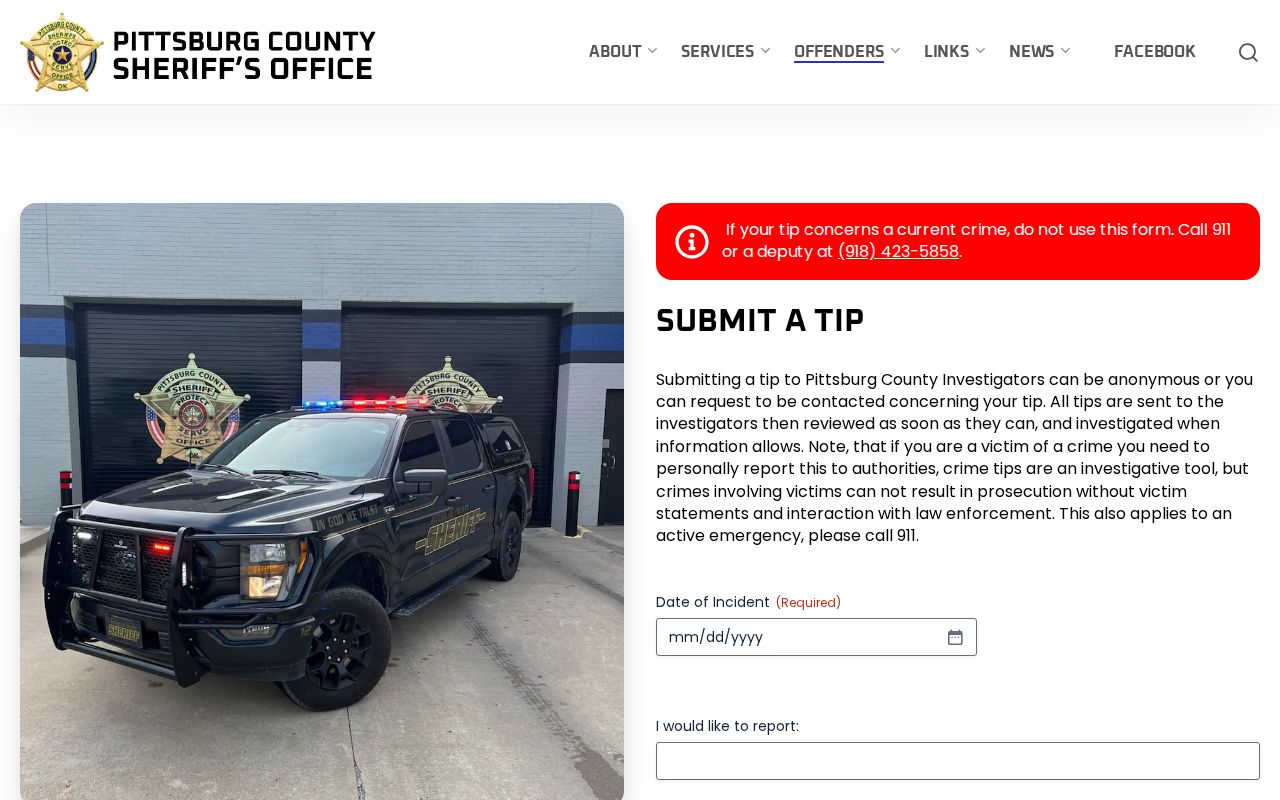 Pittsburg County Sheriff's Office tip reporting record interface